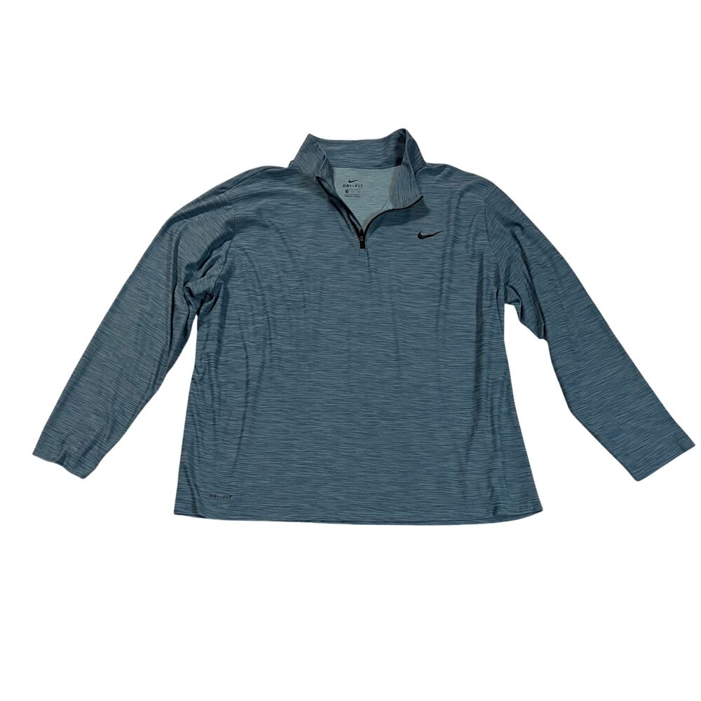 Nike Men's Breathe Dri-FIT Space Dye 1/4-Zip Training Shirt Pullover Blue Sz 2XL